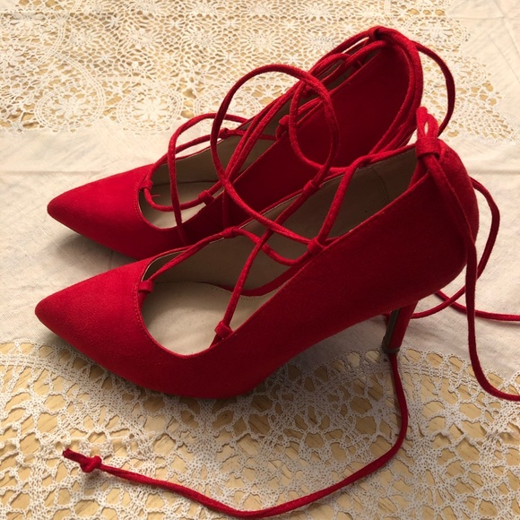 Brash Shoes - Red lace up heels